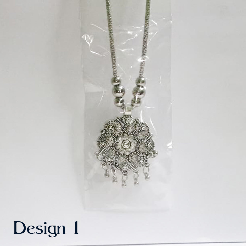 Oxidized Pendant, Earrings Combo with Free Hairclip Jewelry Sets