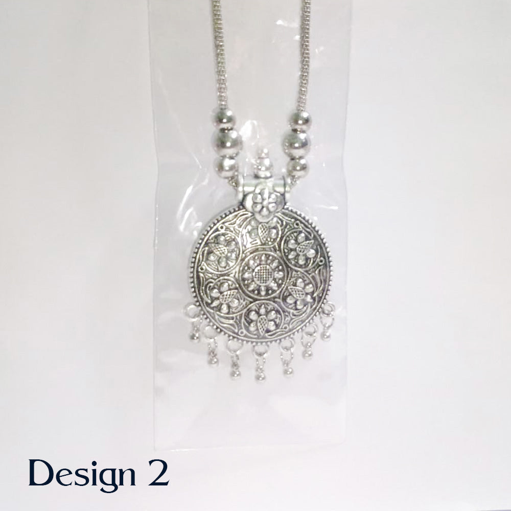 Oxidized Pendant, Earrings Combo with Free Hairclip Jewelry Sets
