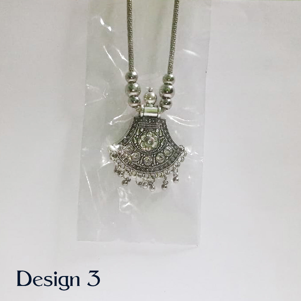 Oxidized Pendant, Earrings Combo with Free Hairclip Jewelry Sets