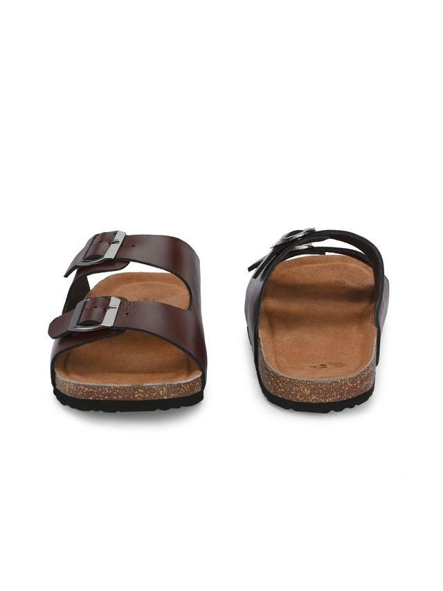 Mens Arizona Brown Leather Slippers Shoes