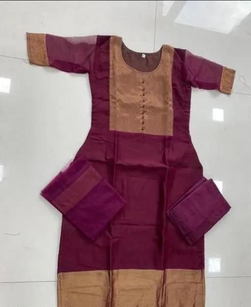 Premium Jacquard Chiffon Kurti Pant Sets Kurti