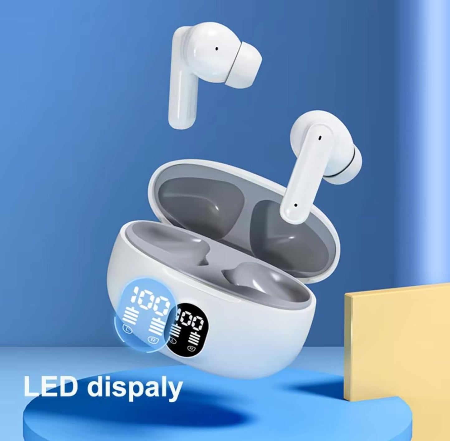 YOYO PODS TWS Earbuds with Battery Display, BT 5.3+ENC Wireless Headphone, Upto 36Hrs Playtime, Quick Pairing, Immersive Sound, Touch Control, Fast Charging, IPX4 & Voice Assistance Earpods