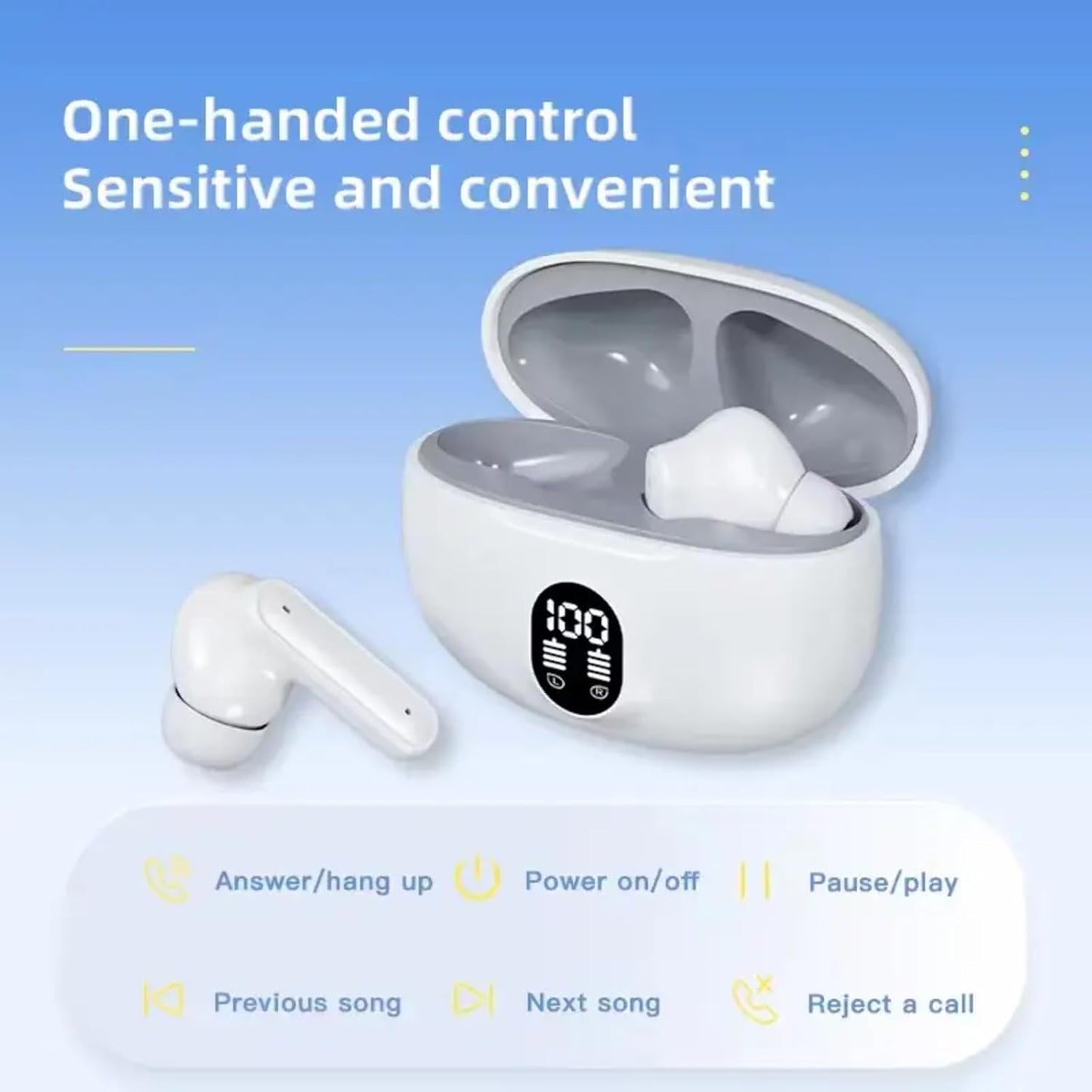 YOYO PODS TWS Earbuds with Battery Display, BT 5.3+ENC Wireless Headphone, Upto 36Hrs Playtime, Quick Pairing, Immersive Sound, Touch Control, Fast Charging, IPX4 & Voice Assistance Earpods