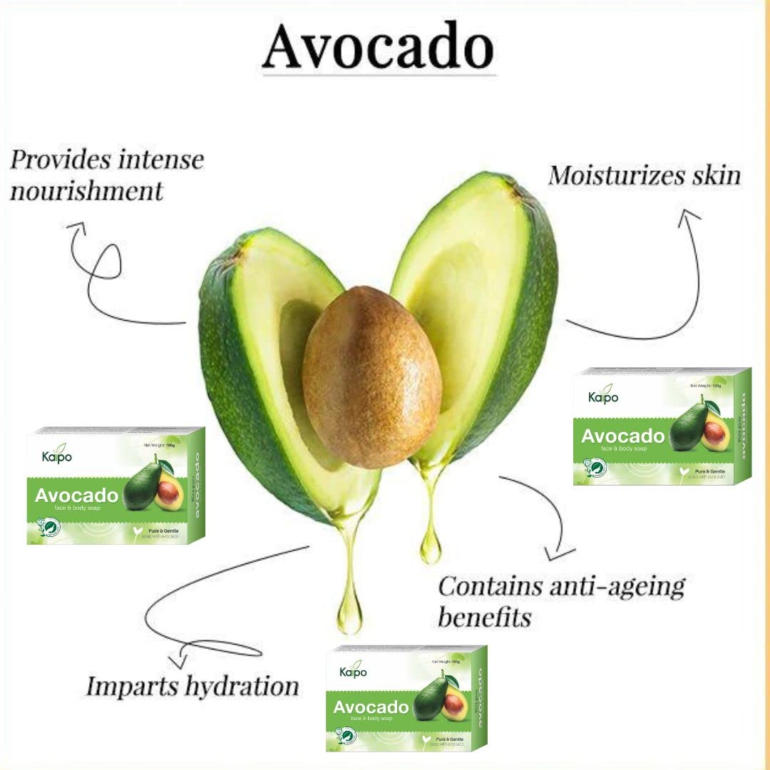 KAIPO Avocado Soap with Cucumber Extracts ,Vegetable Oils for Great Effect Soap