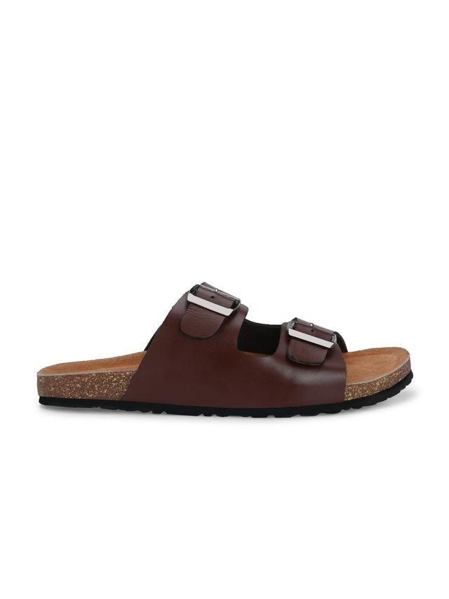 Mens Arizona Brown Leather Slippers Shoes