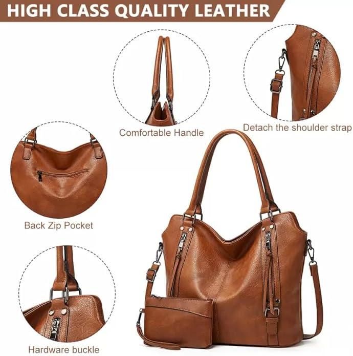 Tote Bags For Women PU Leather Hobo Bags for Women Purse Stylish 2 in 1 Handbags with Shoulder Strap Ladies Office Bag Bag