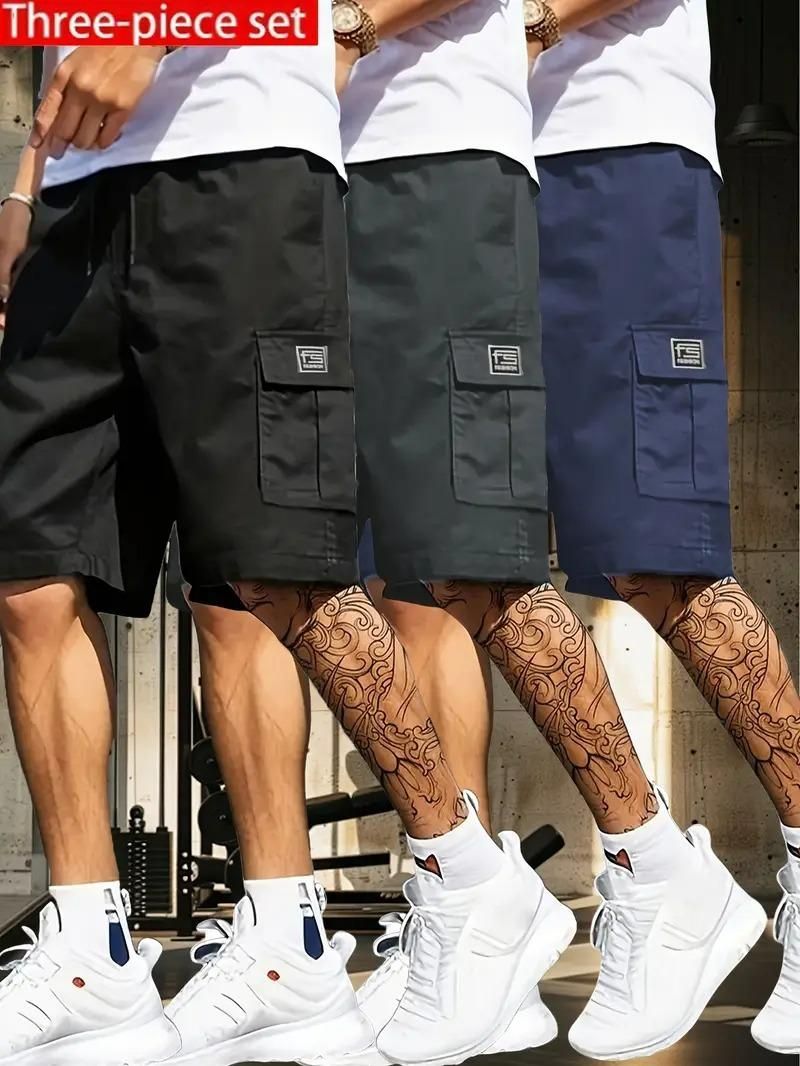 Men's Cotton Casual Cargo Shorts Pack of 3 Fashion