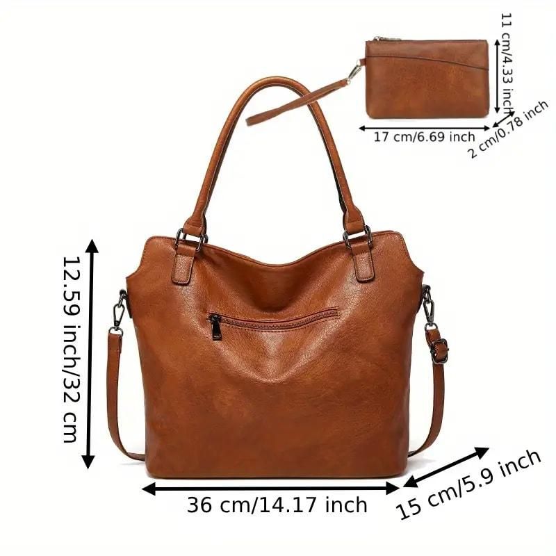 Tote Bags For Women PU Leather Hobo Bags for Women Purse Stylish 2 in 1 Handbags with Shoulder Strap Ladies Office Bag Bag