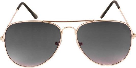 Unisex Black Golden Aviator Sunglass Sunglass
