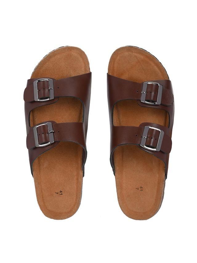 Mens Arizona Brown Leather Slippers Shoes