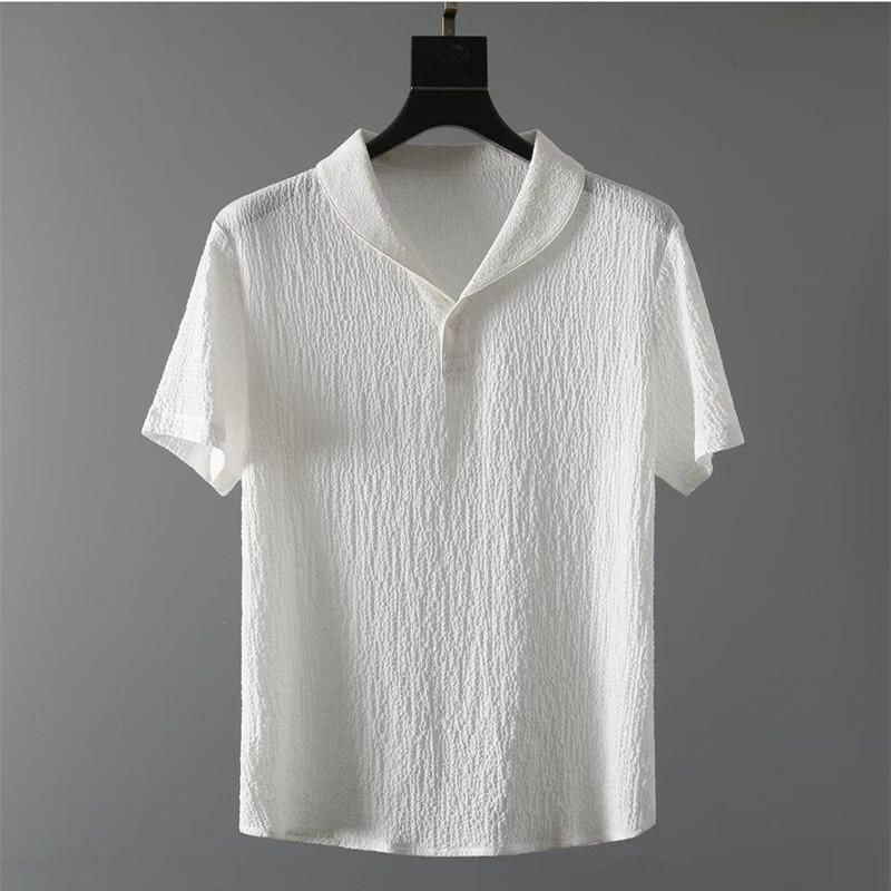Men's Crinkled Co-Ord Set White Fashion