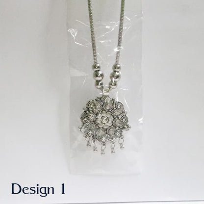 Oxidized Pendant, Earrings Combo with Free Hairclip Jewelry Sets