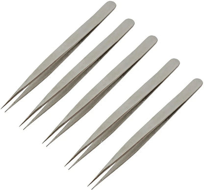 SHARPP Stainless Steel Straight Pointed 7 Inch Tweezers - Silver (12p) Tweezers