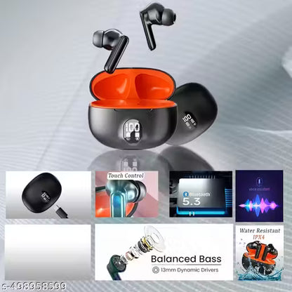 YOYO PODS TWS Earbuds with Battery Display, BT 5.3+ENC Wireless Headphone, Upto 36Hrs Playtime, Quick Pairing, Immersive Sound, Touch Control, Fast Charging, IPX4 & Voice Assistance Earpods